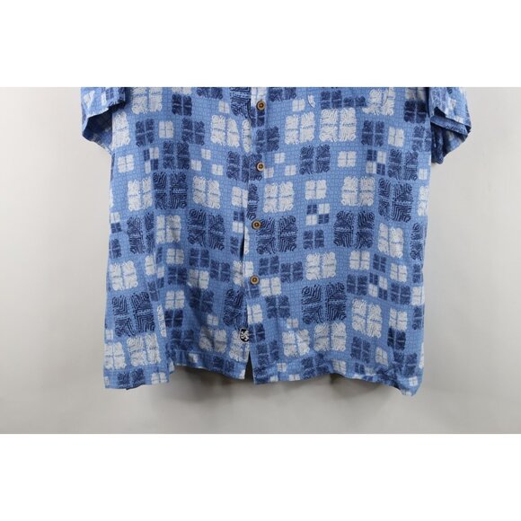 Nat Nast Luxury Originals Mens 2XL Silk Blend Geometric Hawaiian Button Shirt - Picture 3 of 12